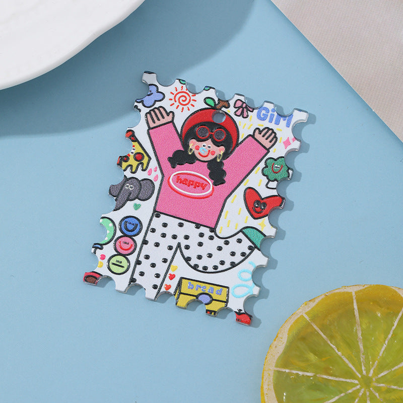 Wholesale 10pcs/ pack acrylic printed hanging pendant DIY mobile phone chain keychain